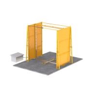 Portique de désinfection avec protections contre le vent